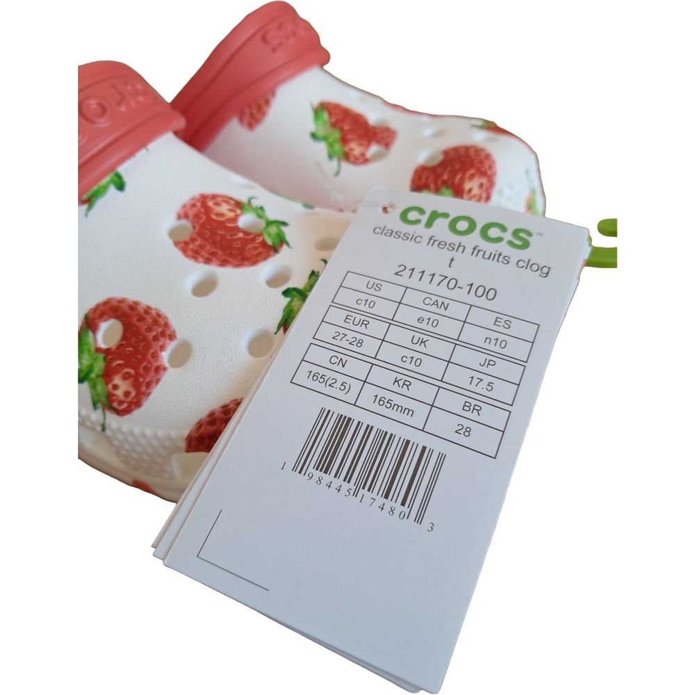 CROCS Girls Classic Fresh Fruit Clogs Strawberries Various Sizes New With Tags - Picture 8 of 13